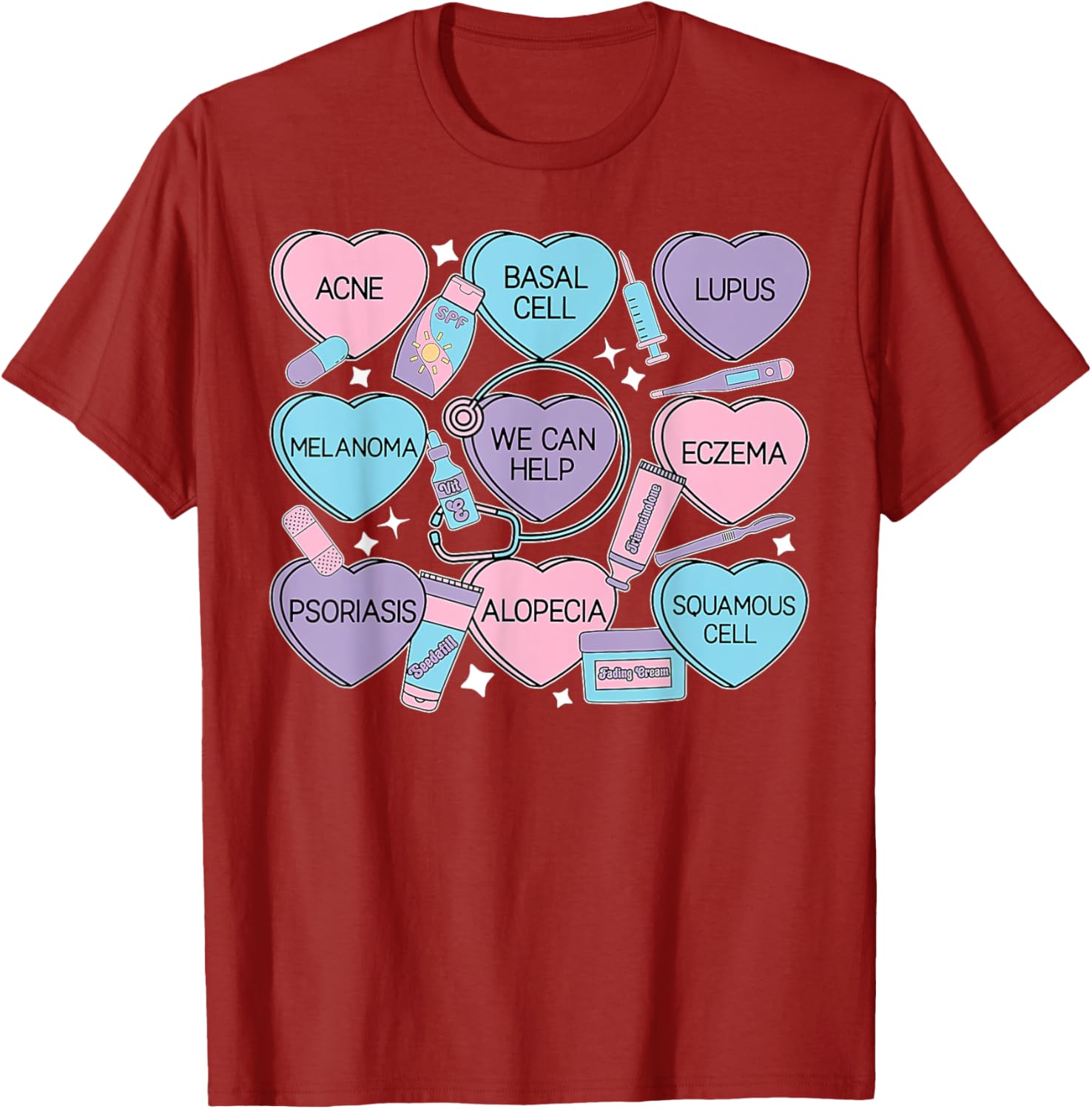 Retro Dermatology Candy Heart Shirt for Valentine's Day Gifts - 5