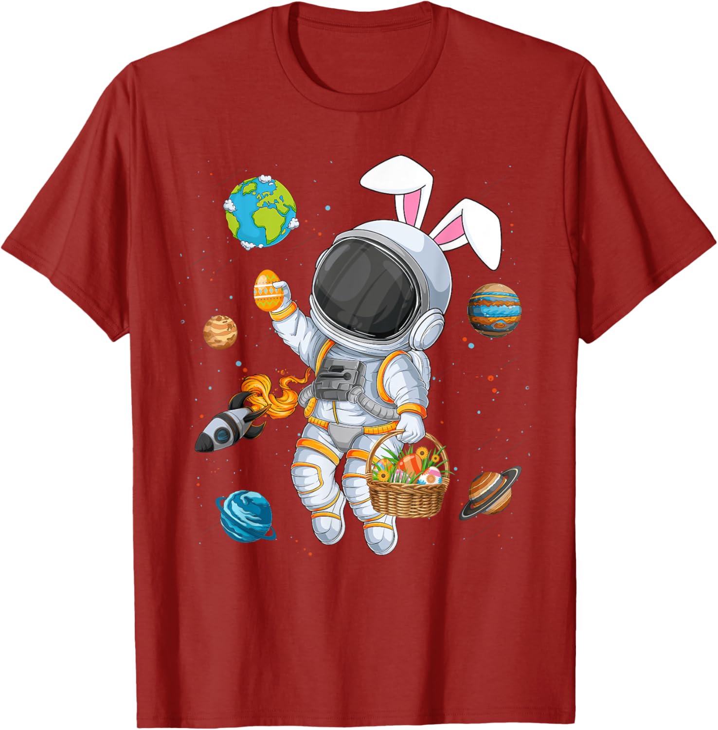 Funny Astronaut Bunny Ears Easter T-Shirt for Boys and Kids - 21
