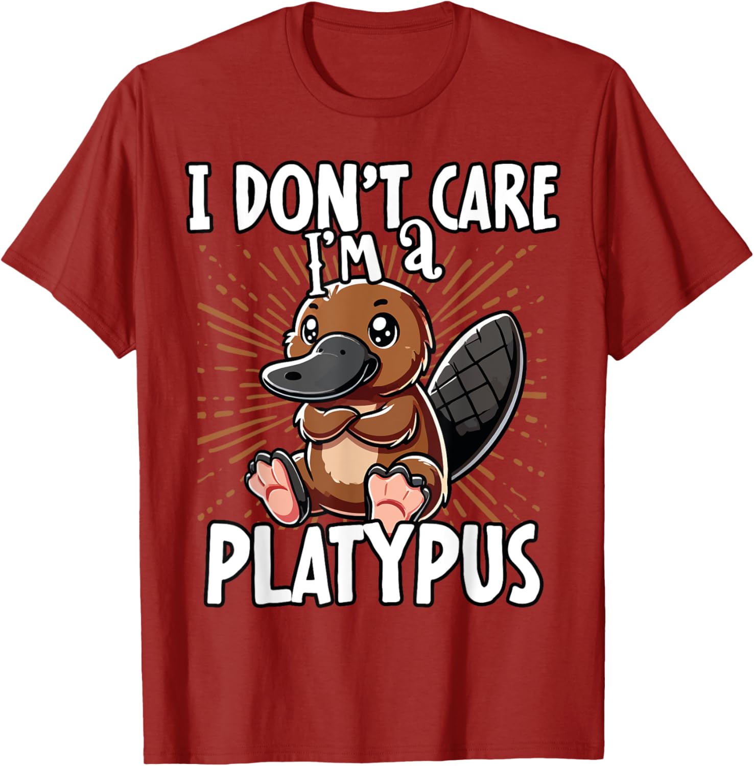 Cute Platypus T-Shirt I Don't Care Fun Animal Apparel for All Ages - 9