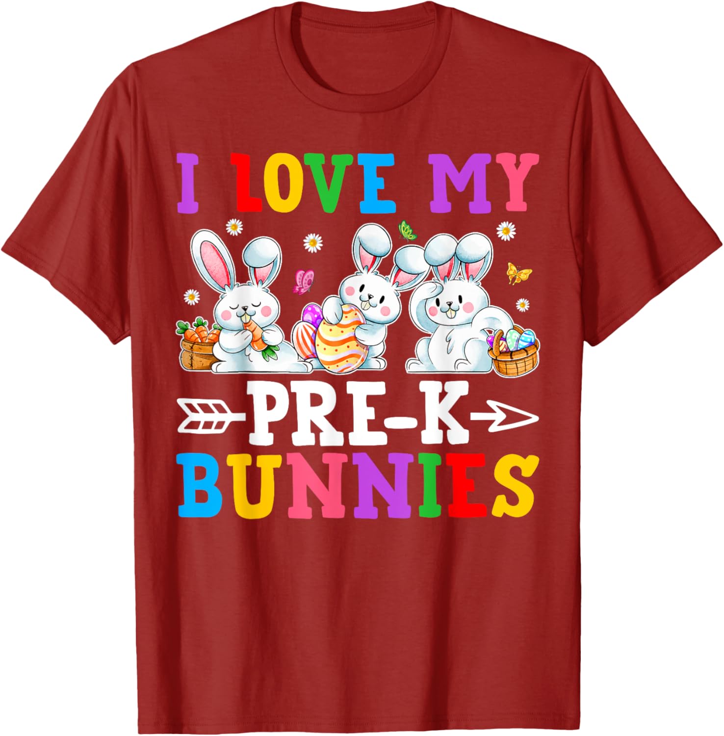 Funny I Love My Pre-K Bunnies T-Shirt for Preschool Teachers Easter Fun - 1
