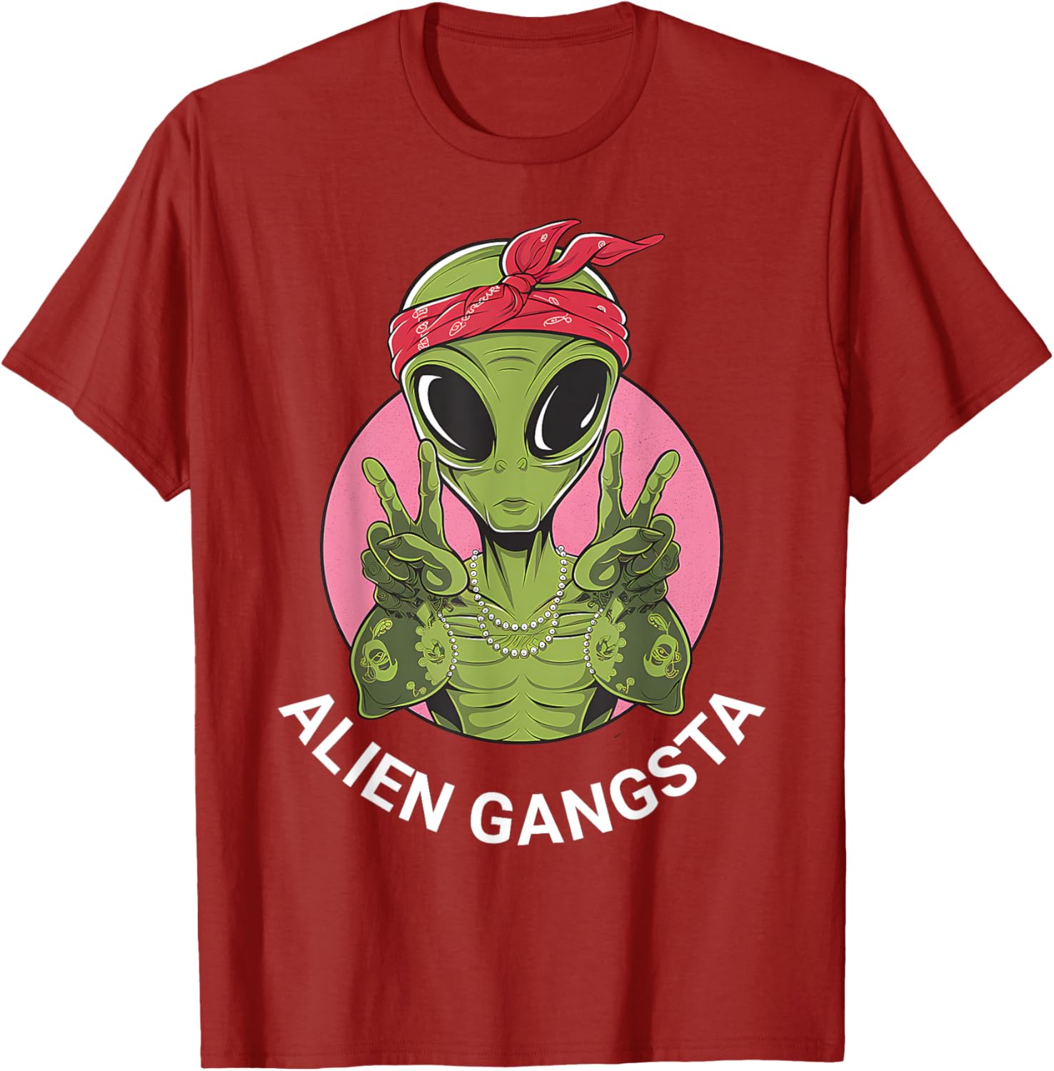 Funny Alien Gangsta T-Shirt for UFO Lovers - Men, Women, Kids Apparel - 11