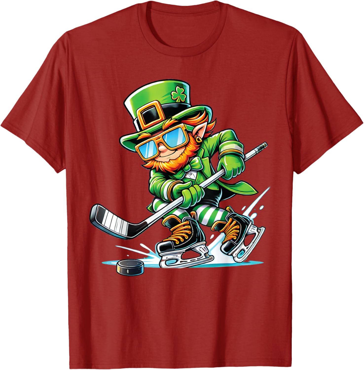 Leprechaun Ice Hockey T-Shirt Perfect for St Patrick's Day Fun - 12