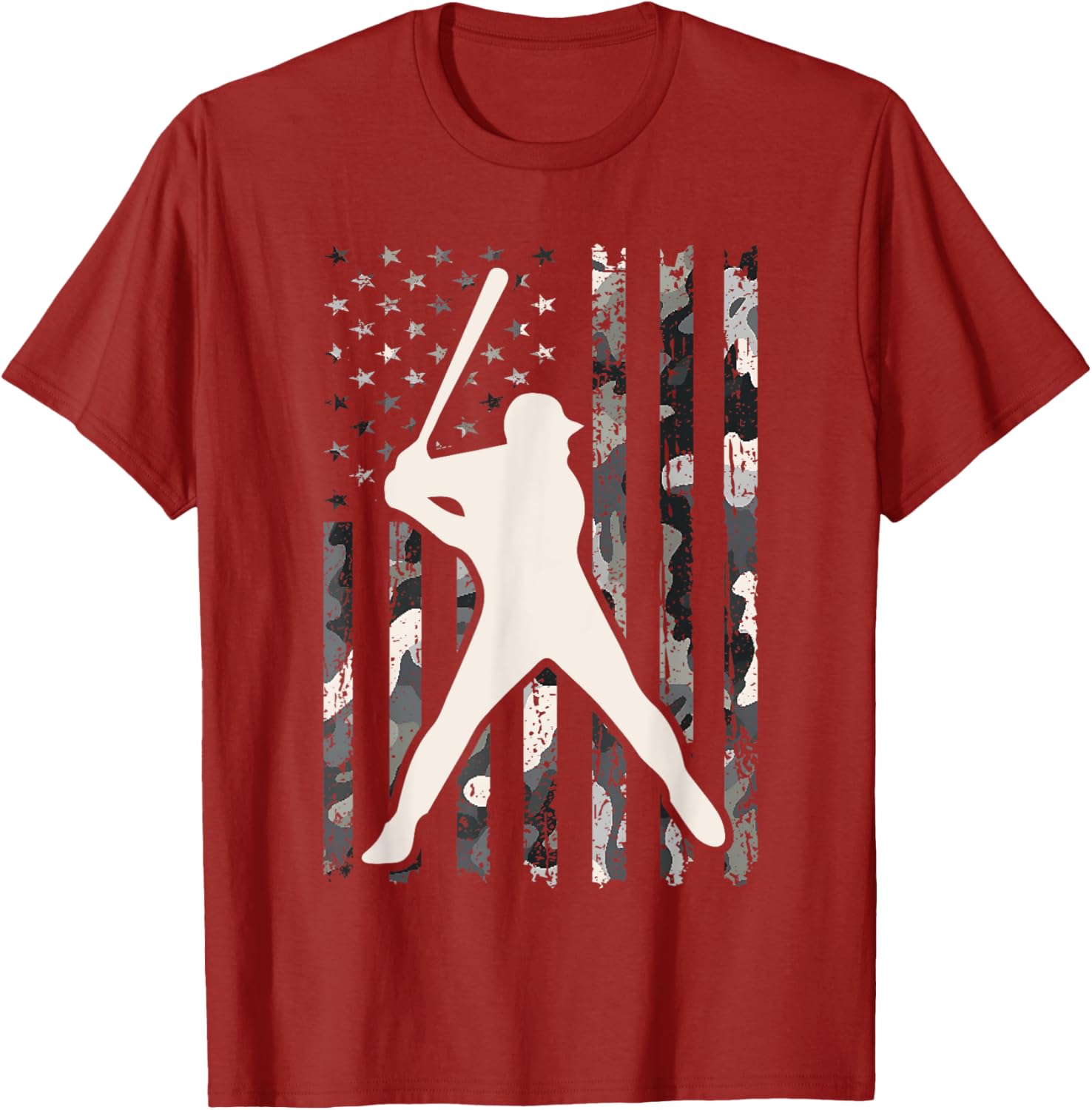 Vintage Baseball USA Flag Camo T-Shirt for Men and Women - 3