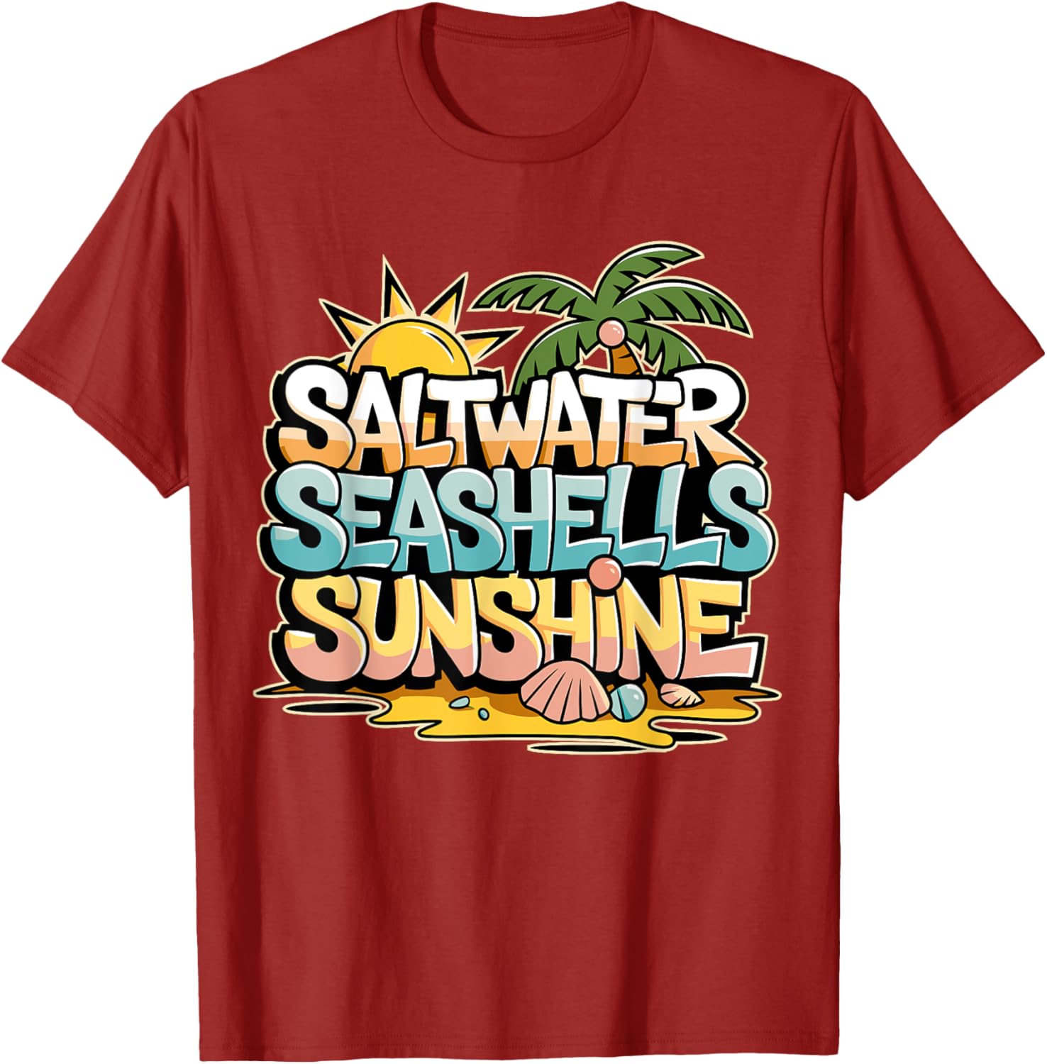 Funny Beach T-Shirt with Saltwater Seashells for Cruise Gifts - 7