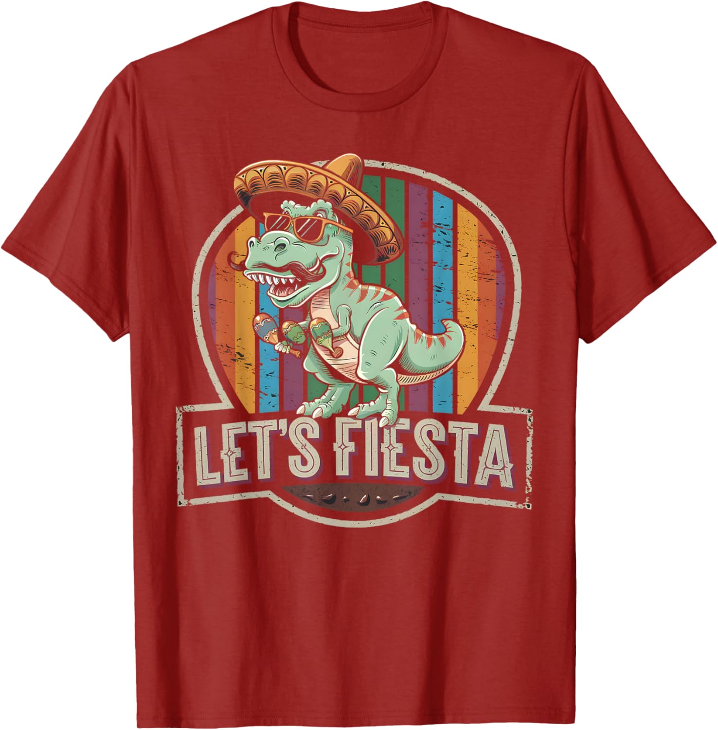 Cute Let's Fiesta Mexican Dino Trex T-Shirt for Toddler Boys - 10