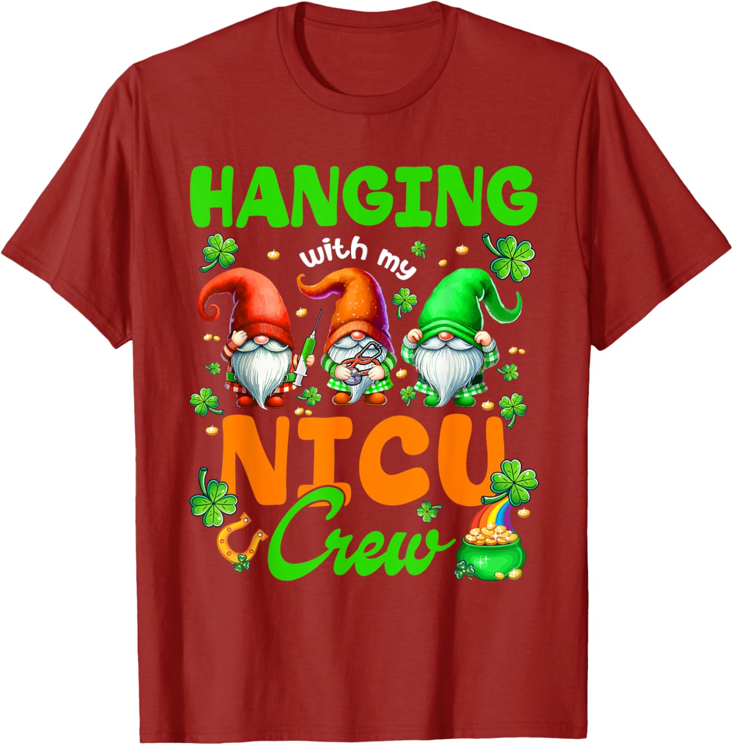 Adorable NICU Nurse Gnome St. Patrick's Day T-Shirt for Nurses and Friends - 18