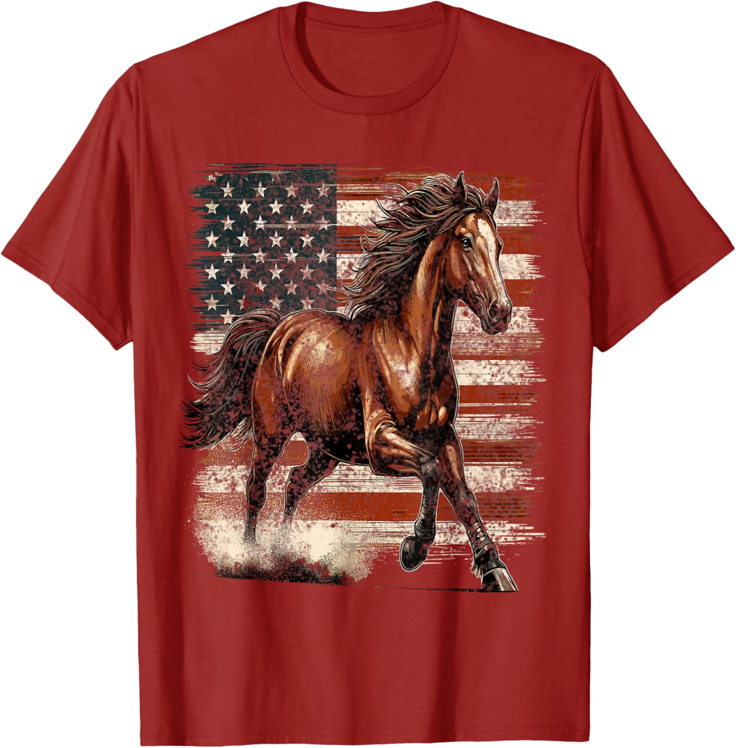 Patriotic Horse American Flag T-Shirt Perfect for 4th of July Celebrations - 15
