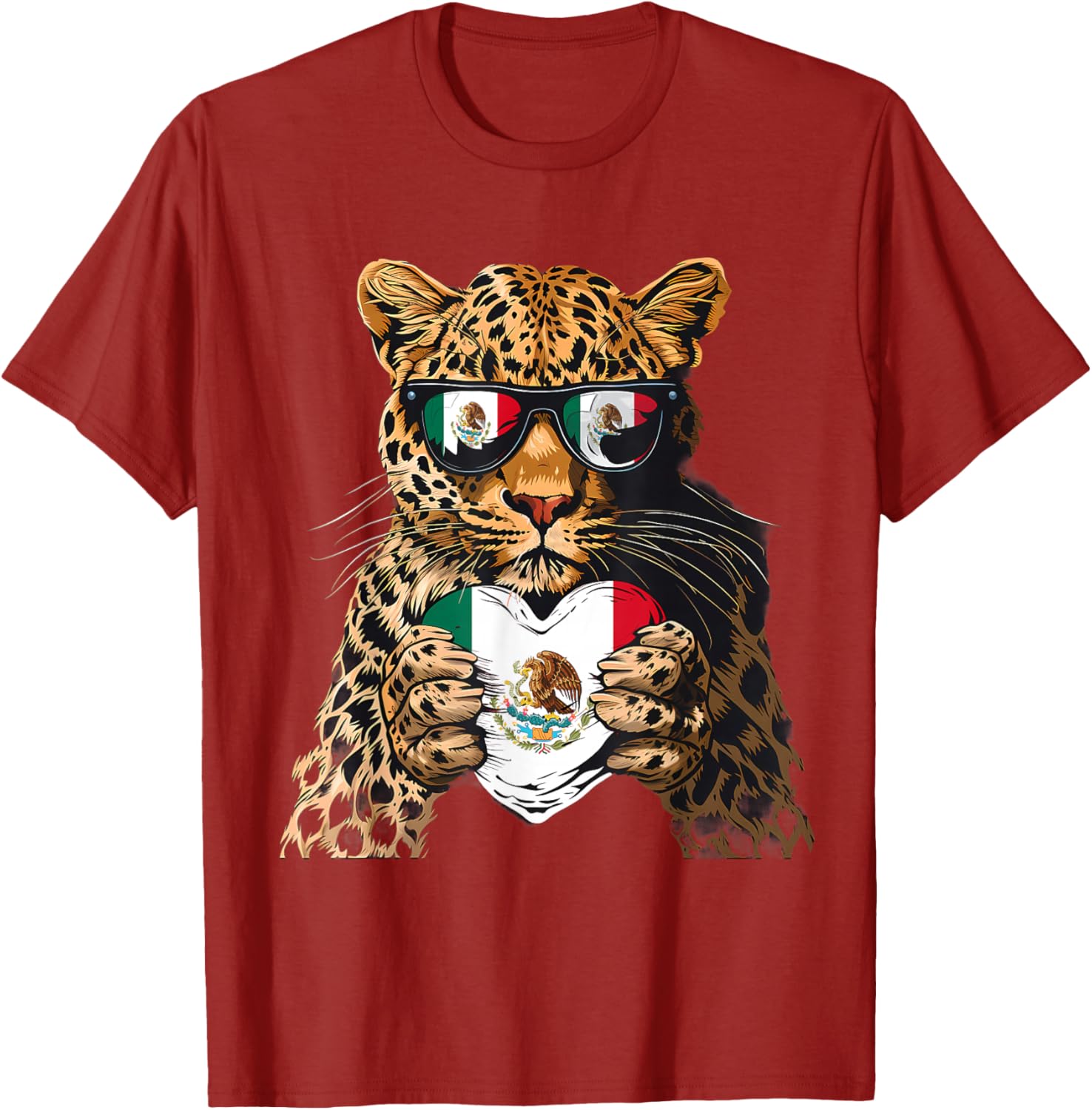 Mexico Flag Heart Leopard Sunglasses T-Shirt for Proud Mexican Roots - 18