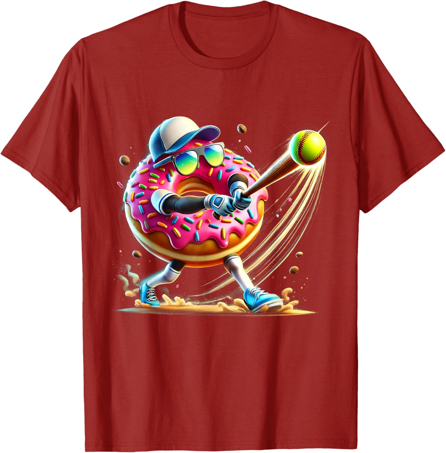 Donut Lover Softball Player T-Shirt Fun Sports Tee for All Ages - 11