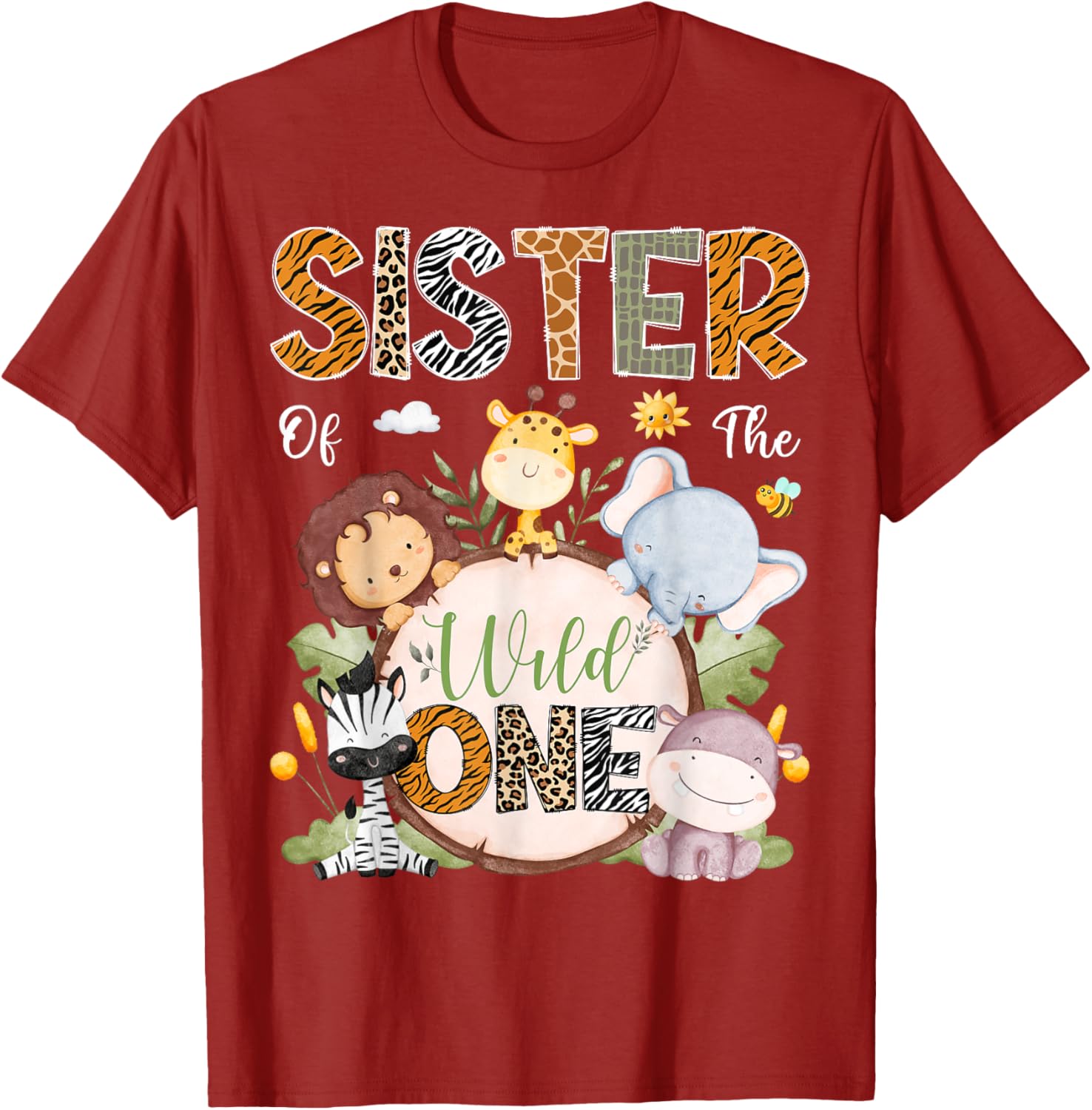 Sister of the Wild One 1st Birthday Safari Jungle Animals T-Shirt - 5