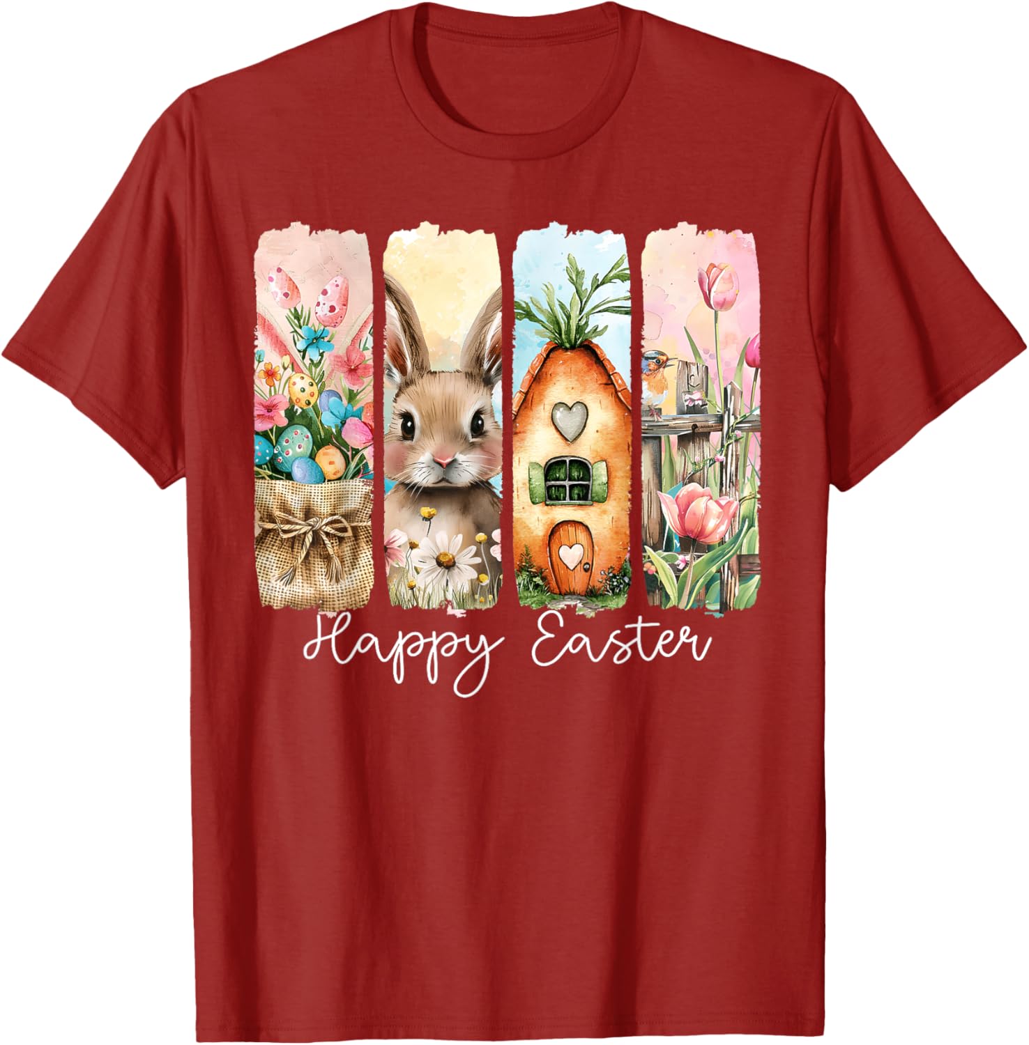 Happy Easter Bunny Chick Eggs Floral T-Shirt for Cute Spring Style - 11