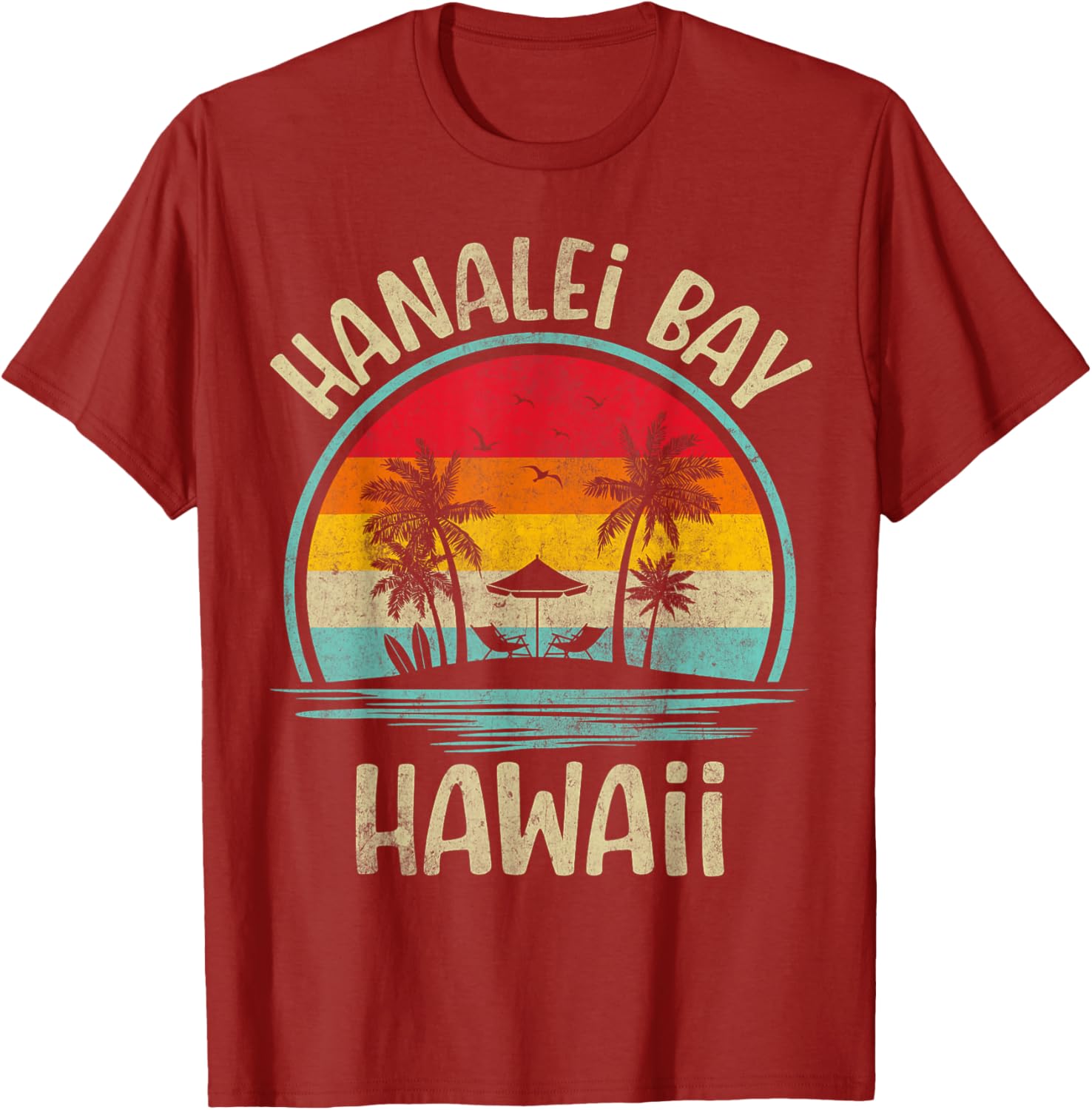 Hanalei Bay Beach Hawaii Palm Tree Family Summer Vacation T-Shirt - 13