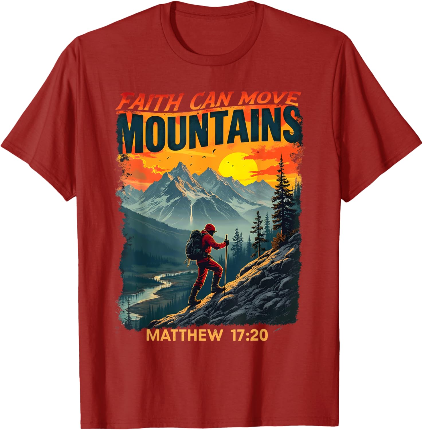 Faith Can Move Mountains Matthew 17:20 Hiking T-Shirt for Adventurers - 3