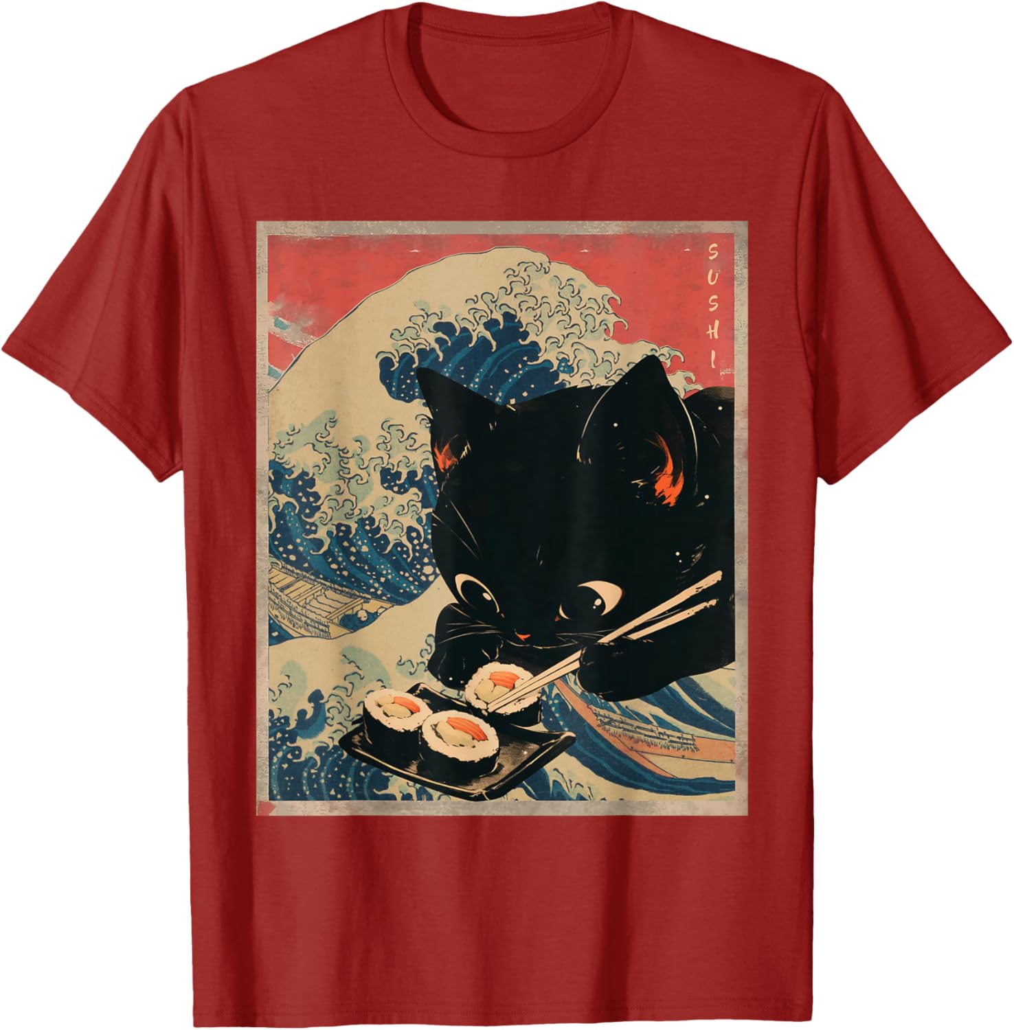 Kawaii Sushi Cat T-Shirt Cute Japanese Anime Clothing for Cat Lovers - 9