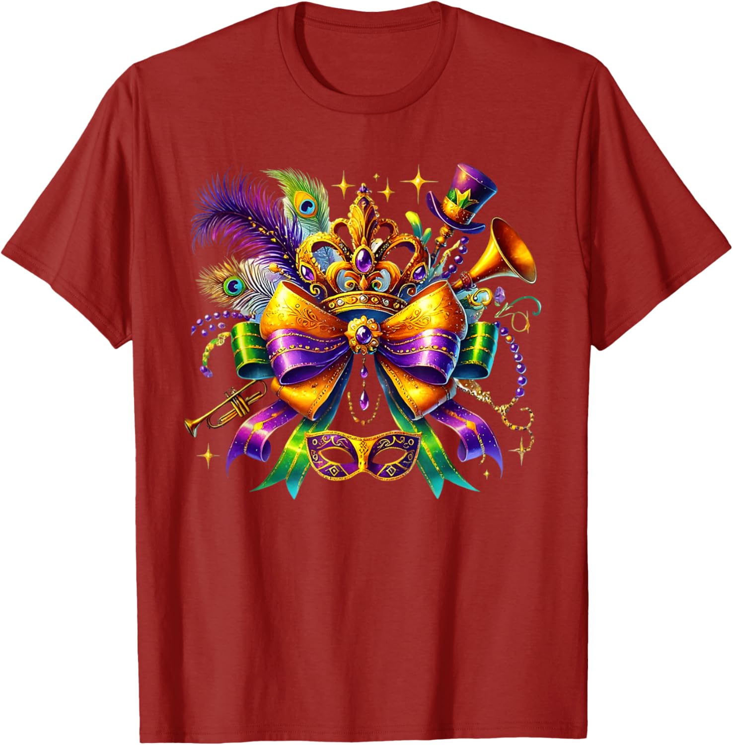 Mardi Gras Coquette Bow T-Shirt for Women and Girls - Festive Style - 17