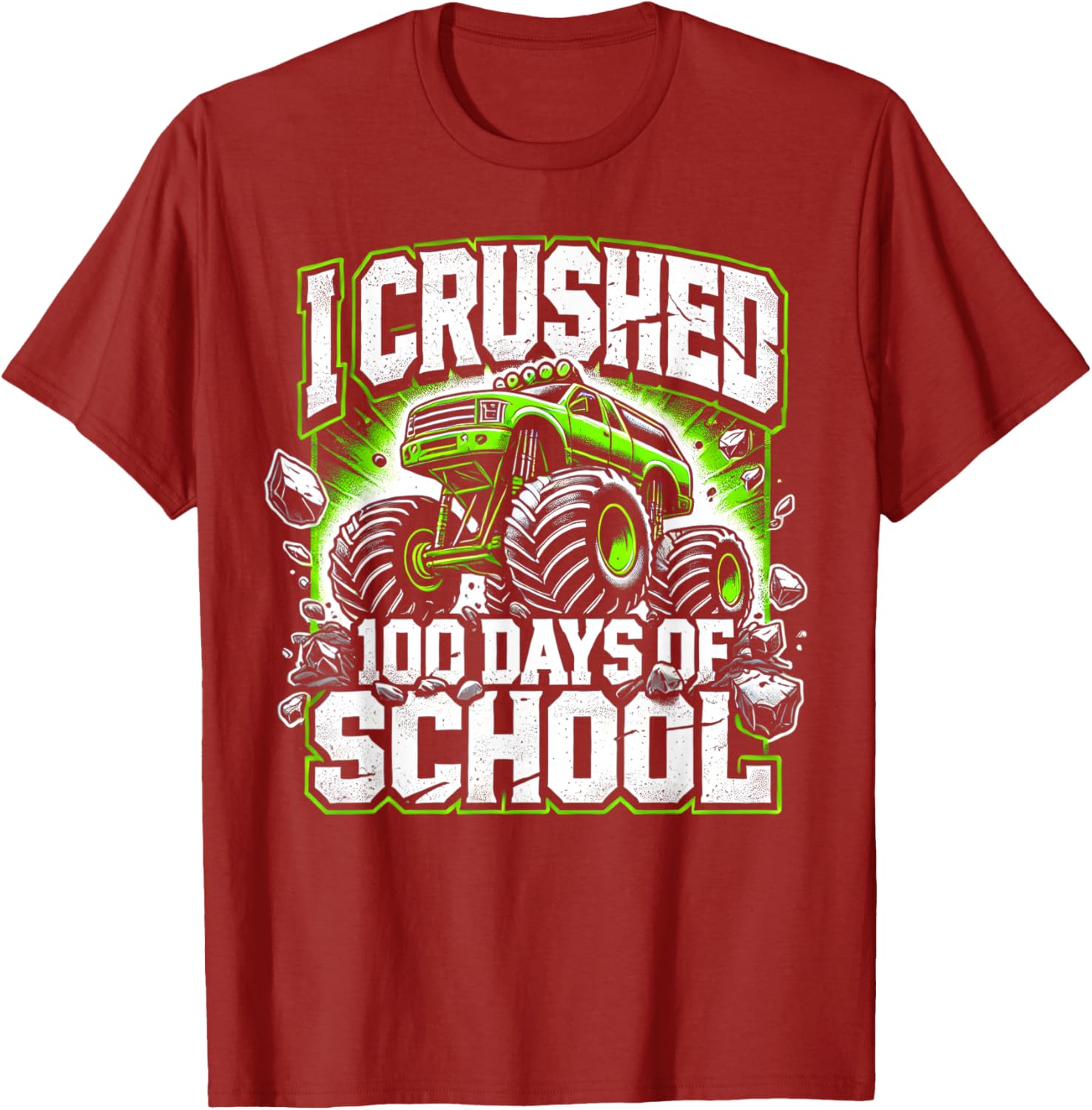 100 Days of School Monster Truck Shirt for Boys Fun 100th Day Celebration - 1
