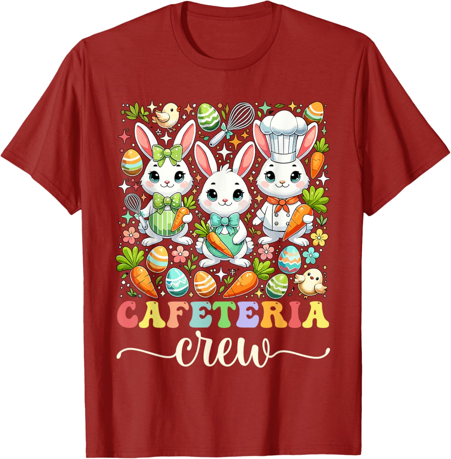 Groovy Cafeteria Crew Easter Bunny T-Shirt for School Workers - 3