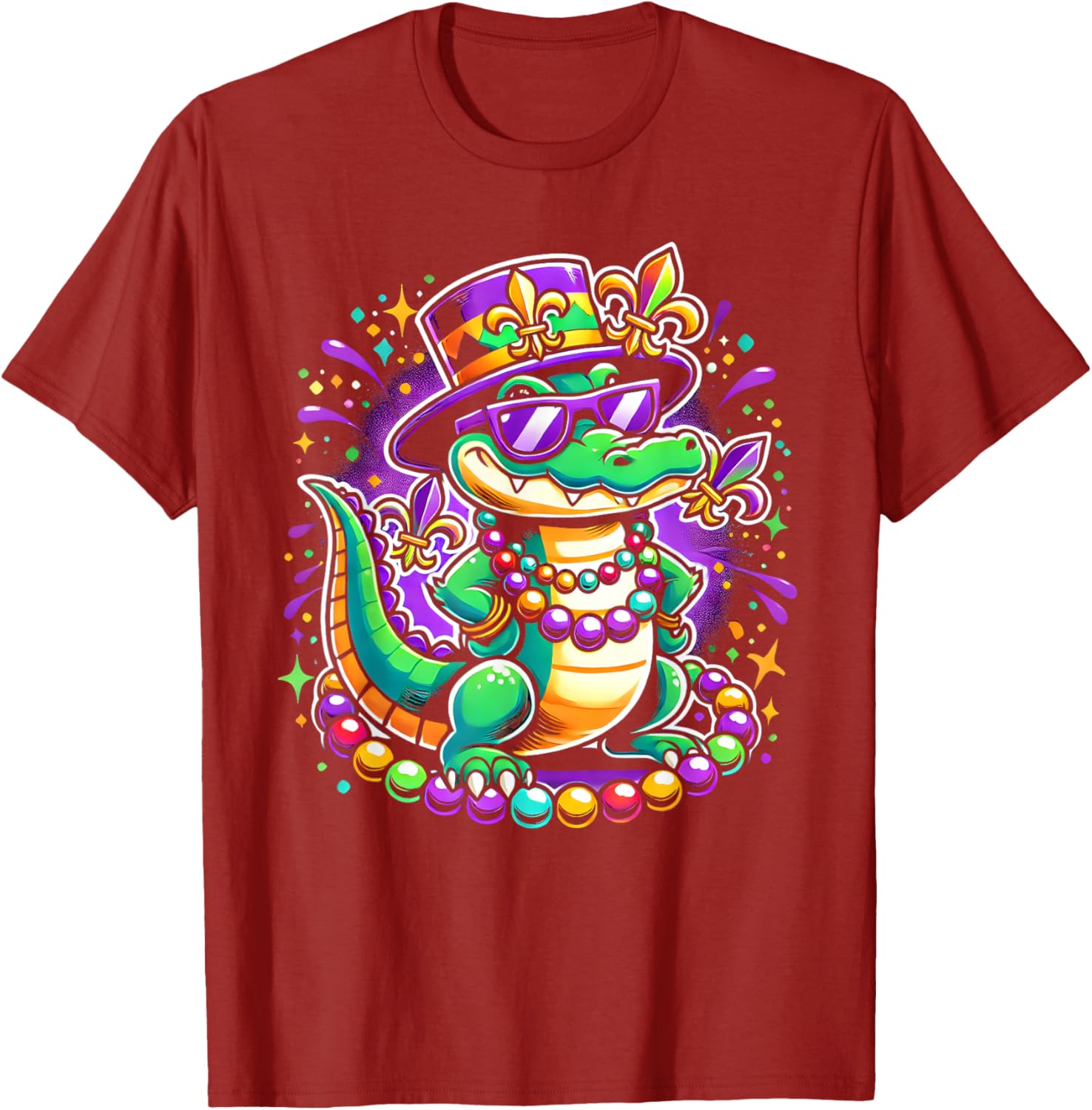 Mardigator Mardi Gras Alligator T-Shirt for Men and Women - 1