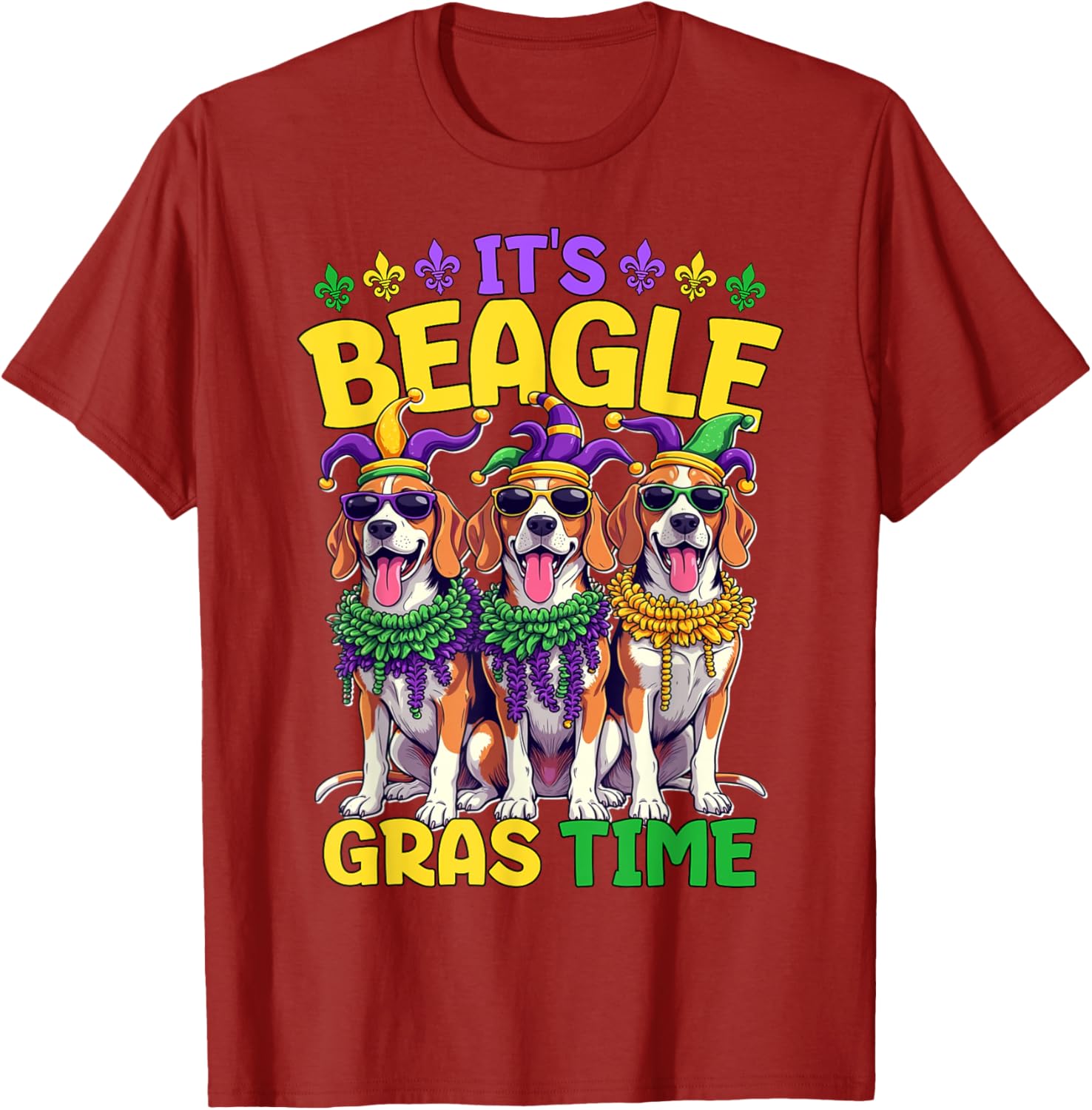 Mardi Gras Beagle Time T-Shirt for Fun Celebrations and Festivities - 12