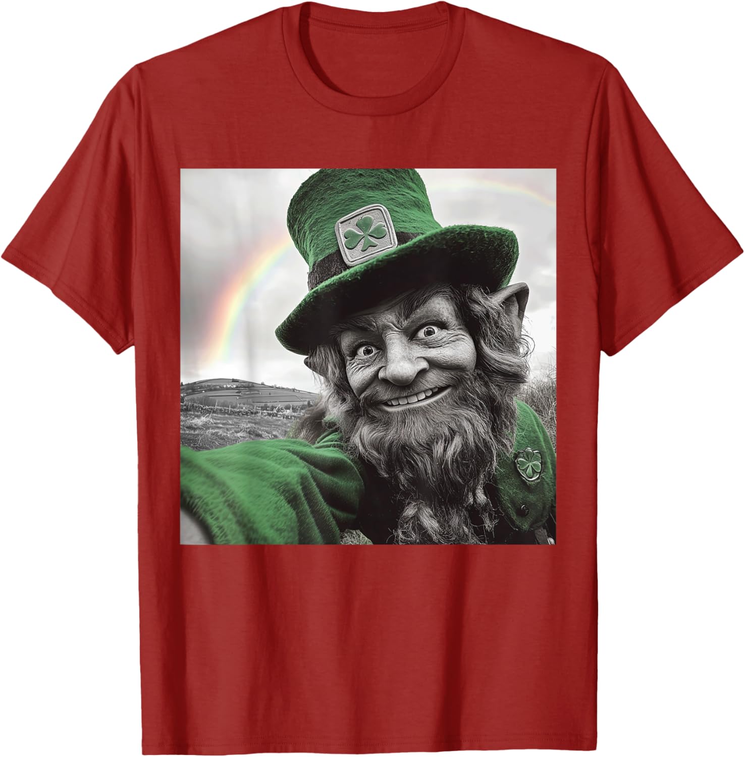 Funny St Patricks Day Rainbow Leprechaun Selfie T-Shirt for Festive Fun - 11