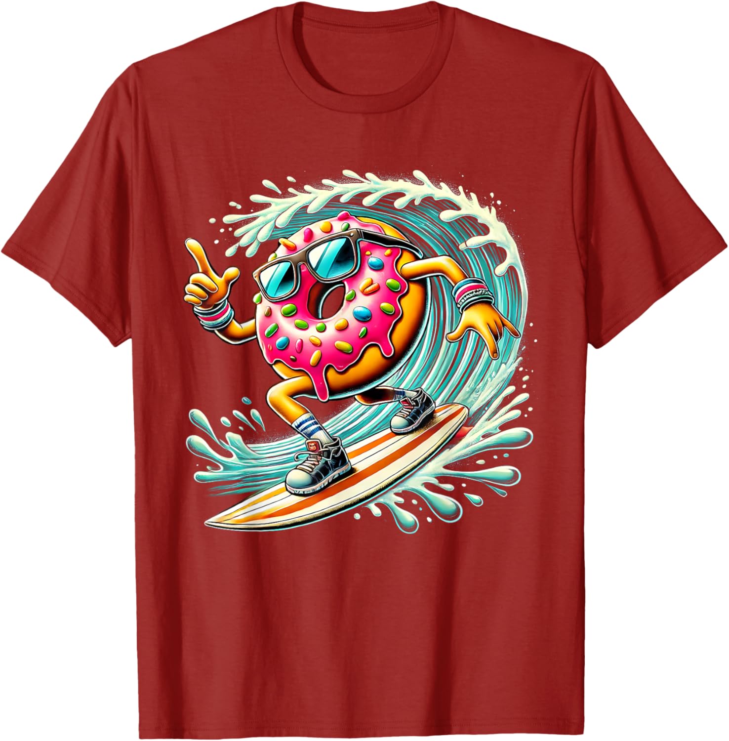 Donut Surfing T-Shirt for Surfboard Lovers - Fun Surf Style Apparel - 16