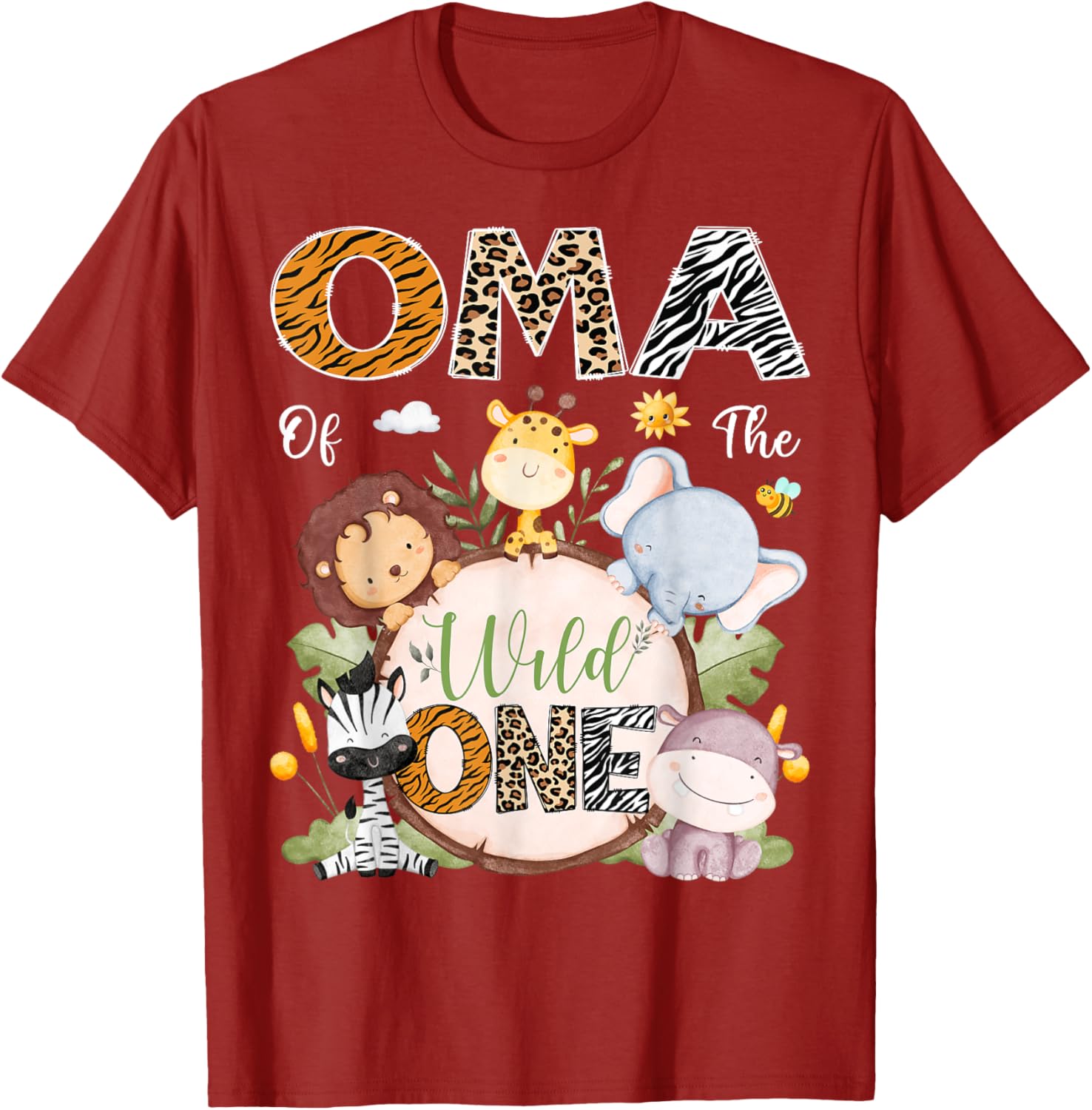 Oma Of The Wild One First Birthday Safari Jungle Animals T-Shirt - 13