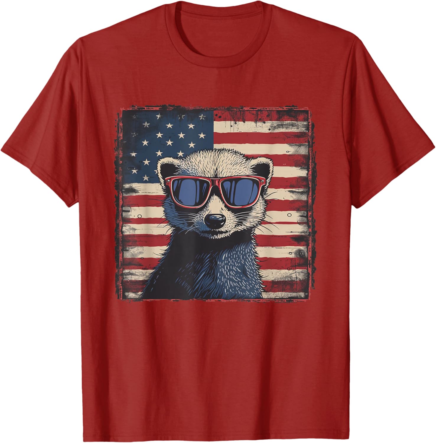 Patriotic Ferret USA Flag Shirt for 4th of July Fun Lovers - 1
