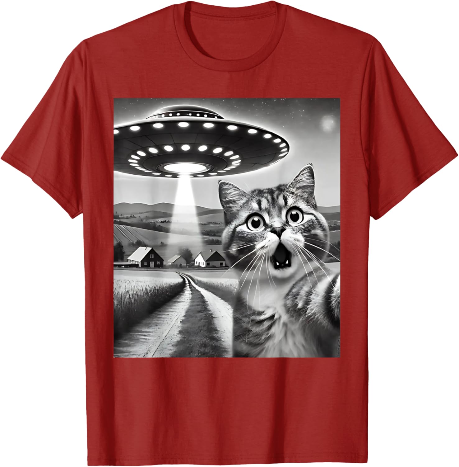 Funny Cat Selfie with Alien UFO T-Shirt for Men, Women, and Kids - 26