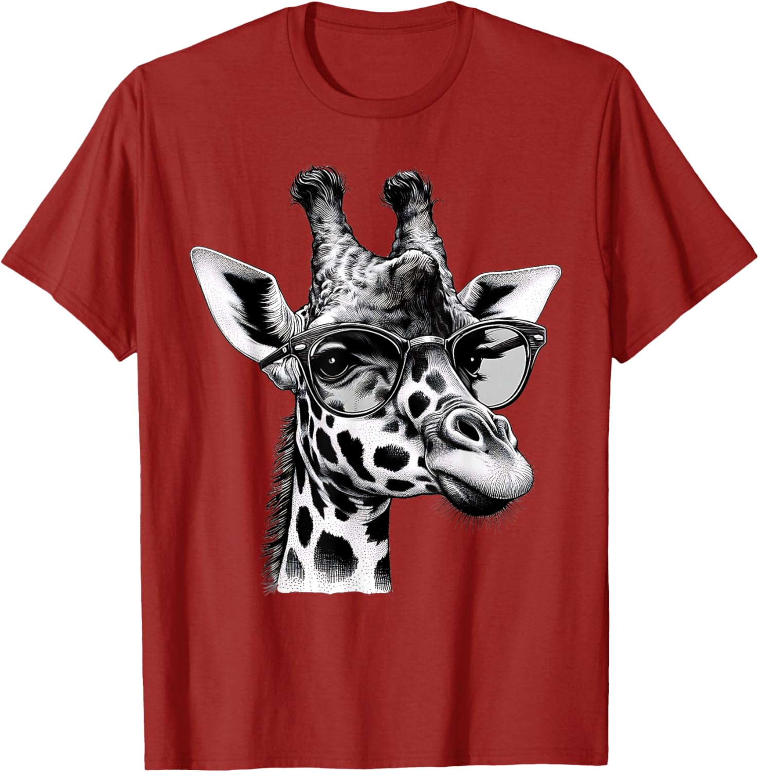 Cute Giraffe Glasses T-Shirt for Wildlife Animal Lovers and Enthusiasts - 7
