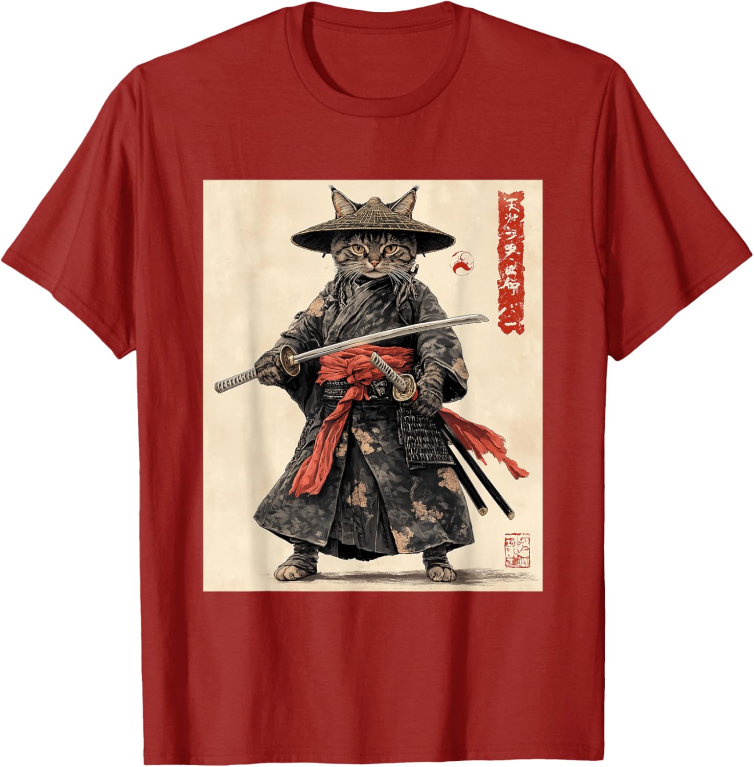 Samurai Cat T-Shirt - Japanese Warrior Graphic Tee for Cat Lovers - 18