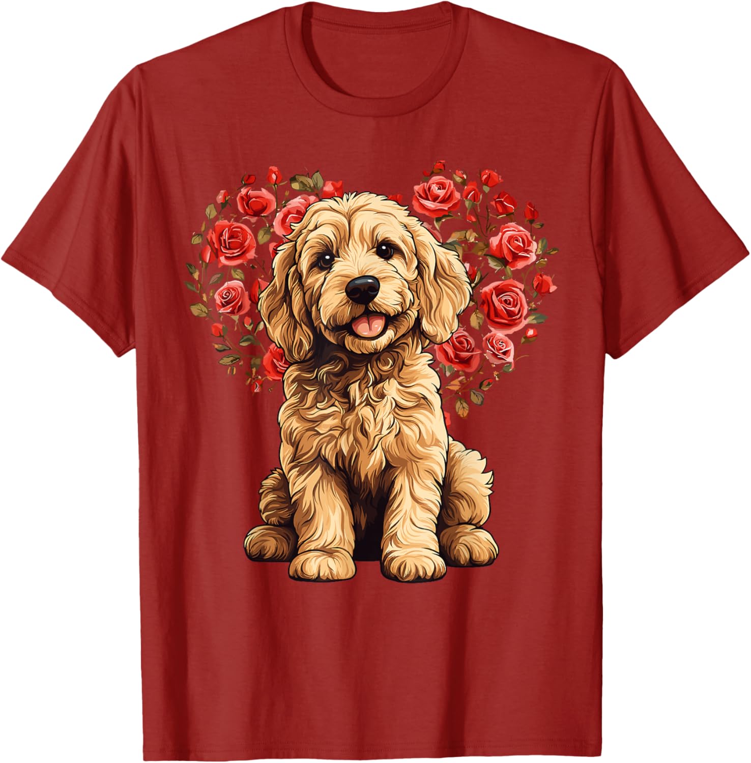 Goldendoodle Valentine’s Day Floral Heart T-Shirt for Dog Lovers - 6