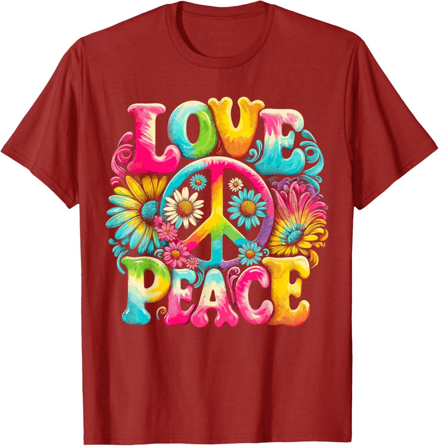 Hippie Tie Dye T-Shirt with Peace Sign and Love Design for Trendy Style - 8