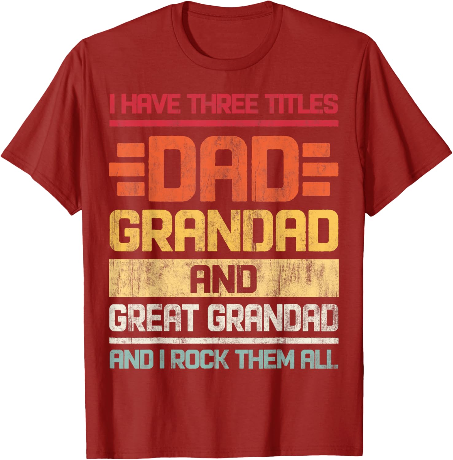 Dad Grandad Great Grandad Rocks T-Shirt for Family Humor and Fun - 3