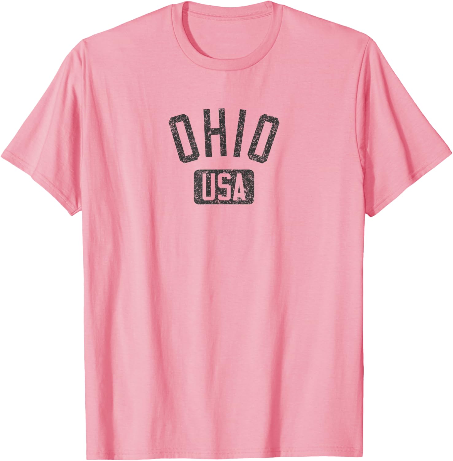 Ohio Arched Text Distressed Black Print T-Shirt for Casual Style Lovers - 1