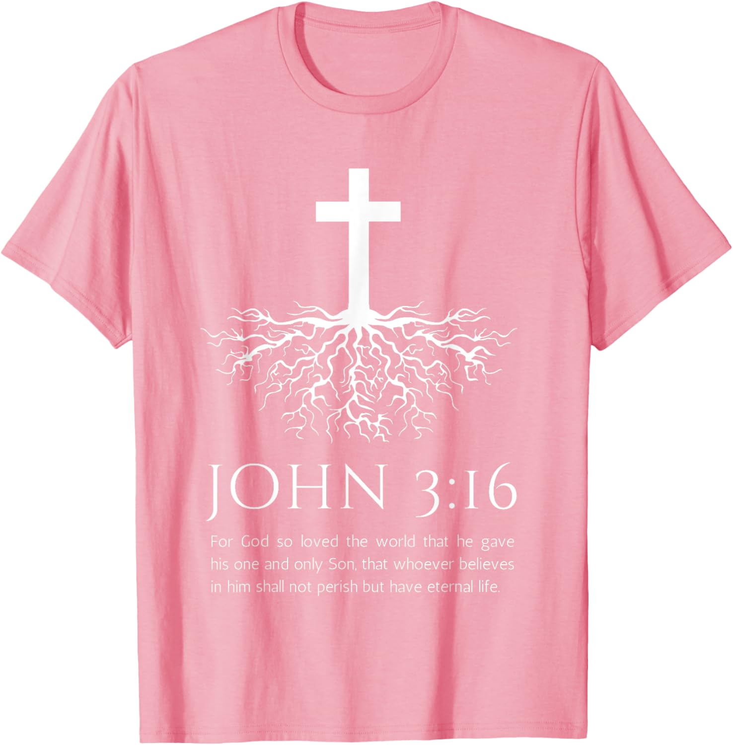 John 3:16 Jesus Cross T-Shirt with Tree Design - Christian Faith Apparel - 10