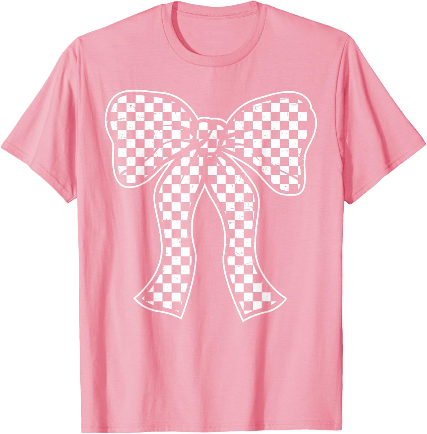 Cute Checkered Bow Flag T-Shirt for Women - Race Car Racing Style - 6