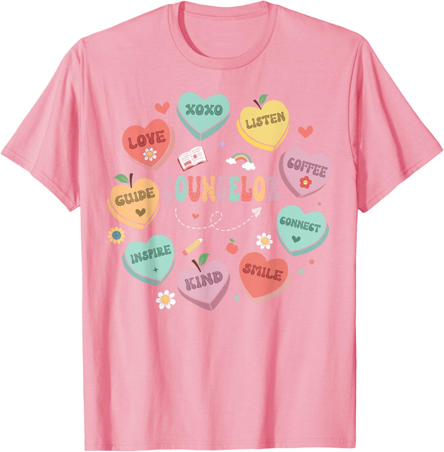 School Counselor Valentine's Day Conversation Hearts T-Shirt for Fun Celebrations - 10