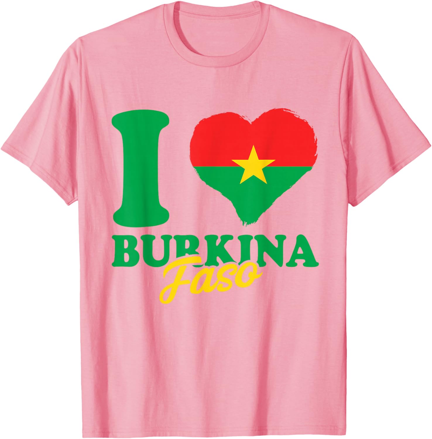 I Love Burkina Faso Heart T-Shirt with Burkina Faso Flag Design - 18