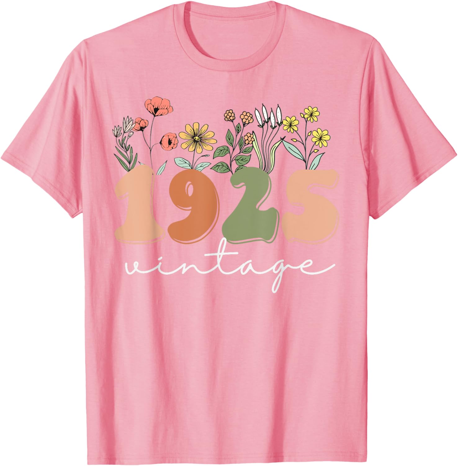 100 Years Old Vintage 1925 Wildflower Women's 100th Birthday T-Shirt - 5
