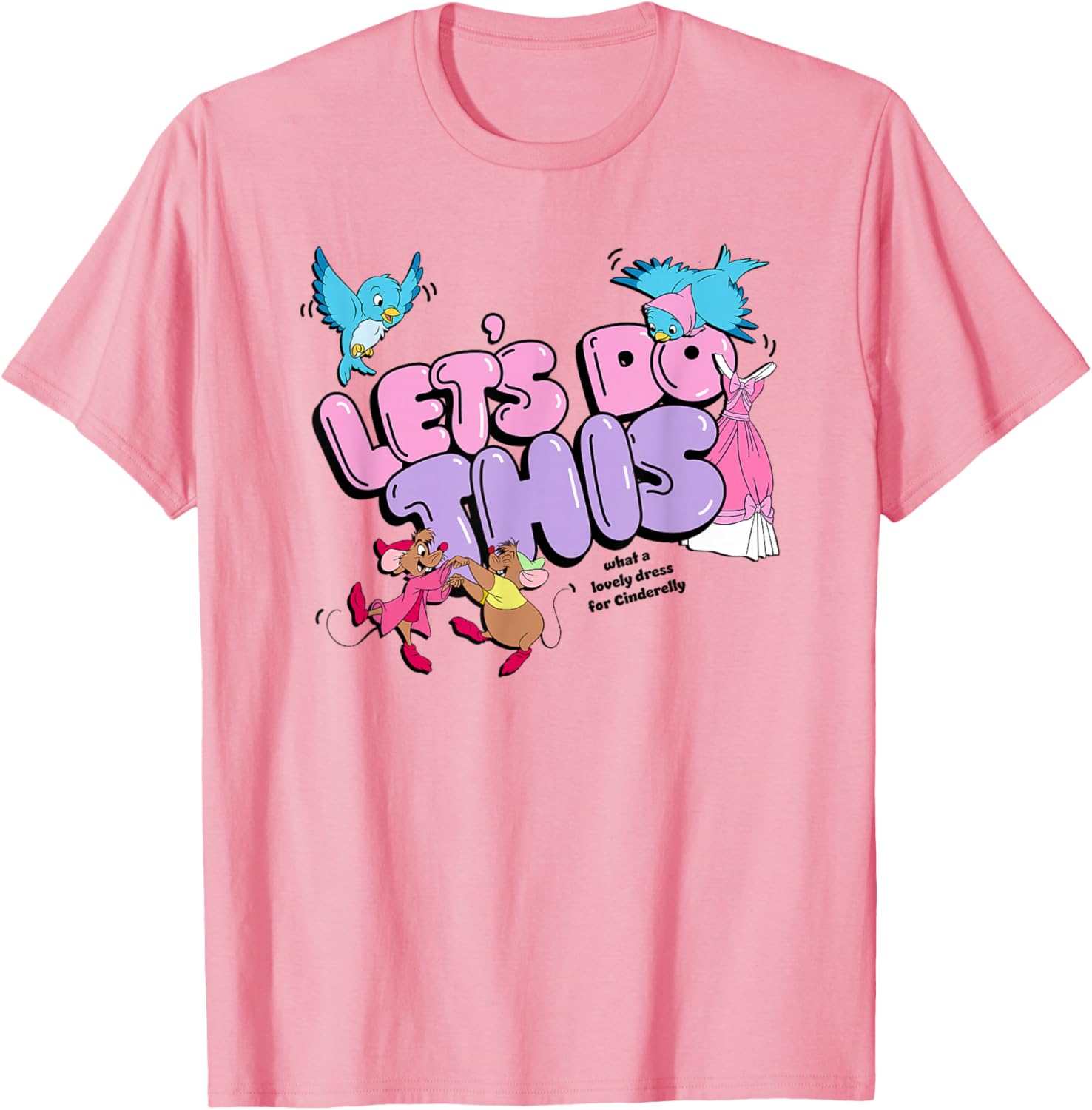 Disney Cinderella Friends Lovely Dress Logo T-Shirt for Kids and Adults - 1