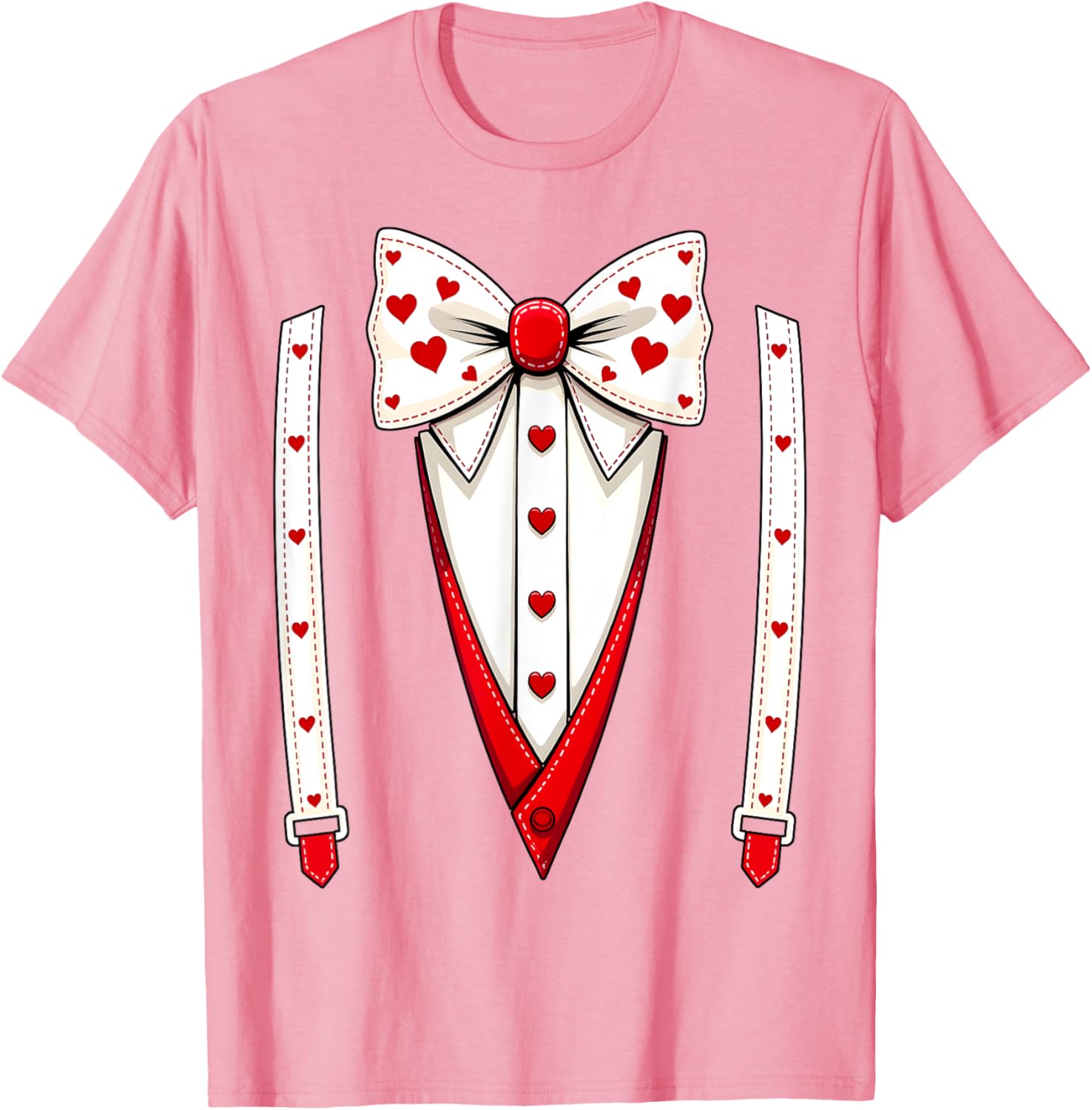 Hearts Bow Tie Suspenders Valentine Costume Kids T-Shirt for Boys - 7