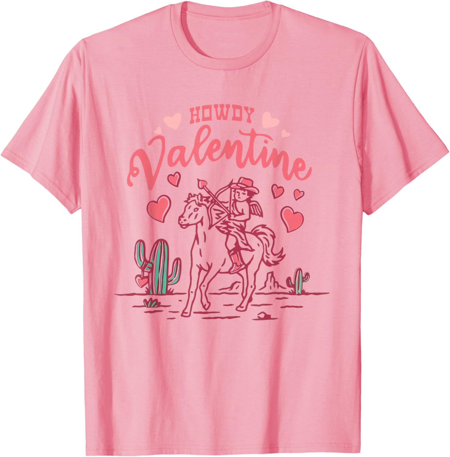 Retro Western Valentine Cowgirl T-Shirt for Kids and Adults - White - 9