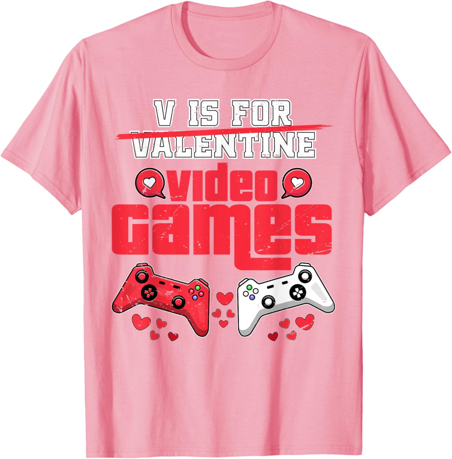 V Is For Video Games Men's Valentine's Day T-Shirt for Gamers - 11