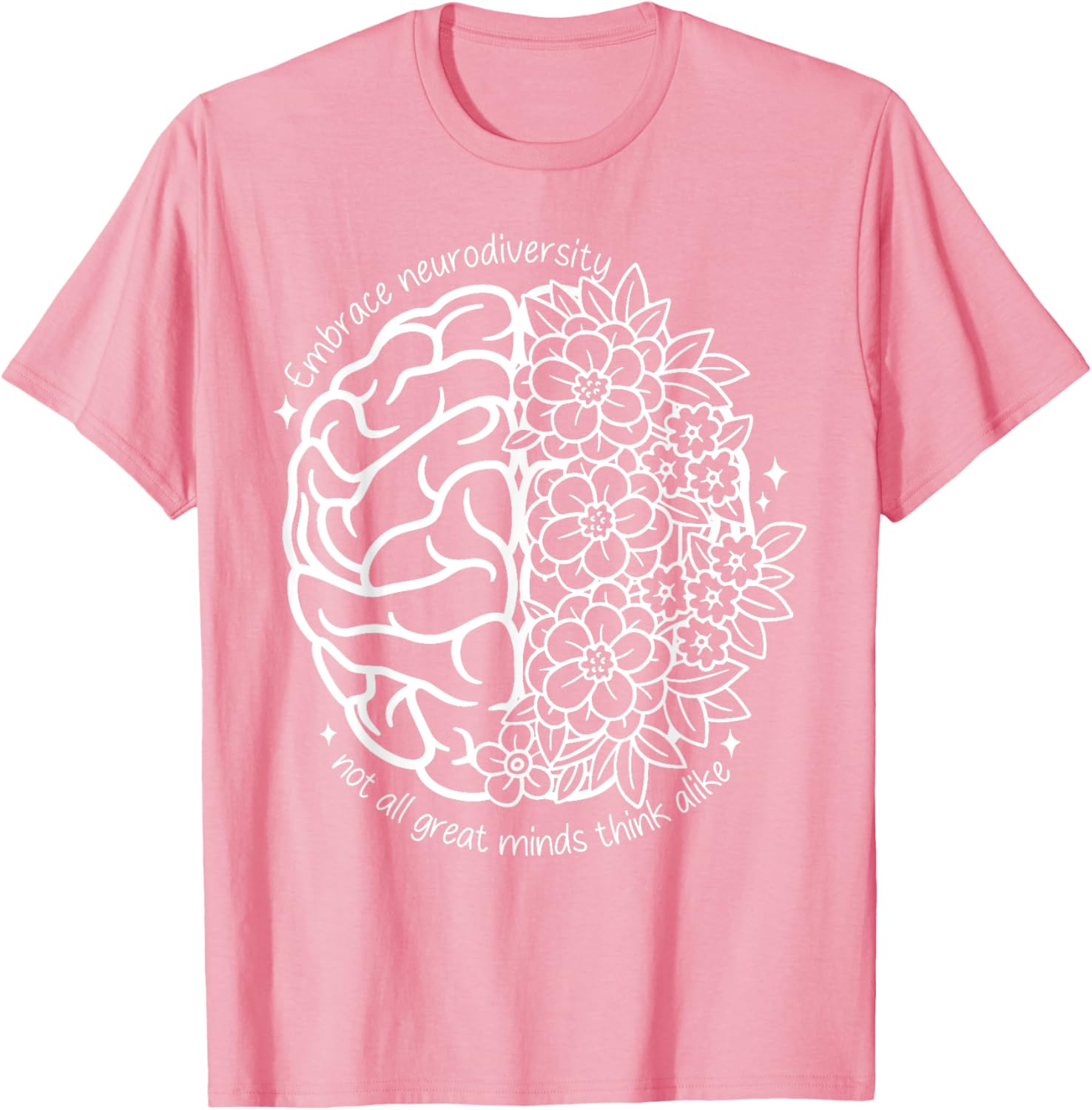 Embrace Neurodiversity Autism Awareness Brain Flower Support T-Shirt - 2