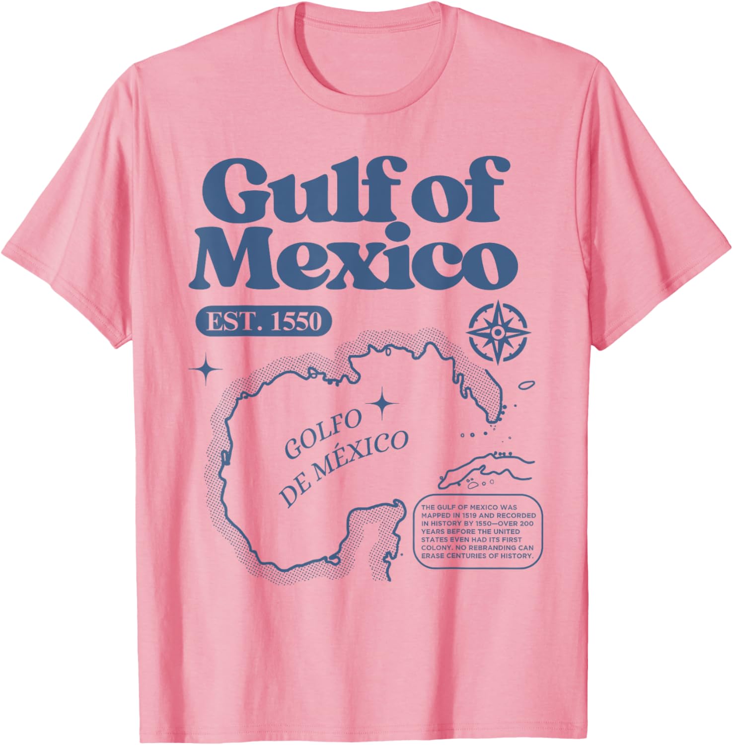 Vintage Gulf of Mexico 1550 Map T-Shirt for History Lovers - 1