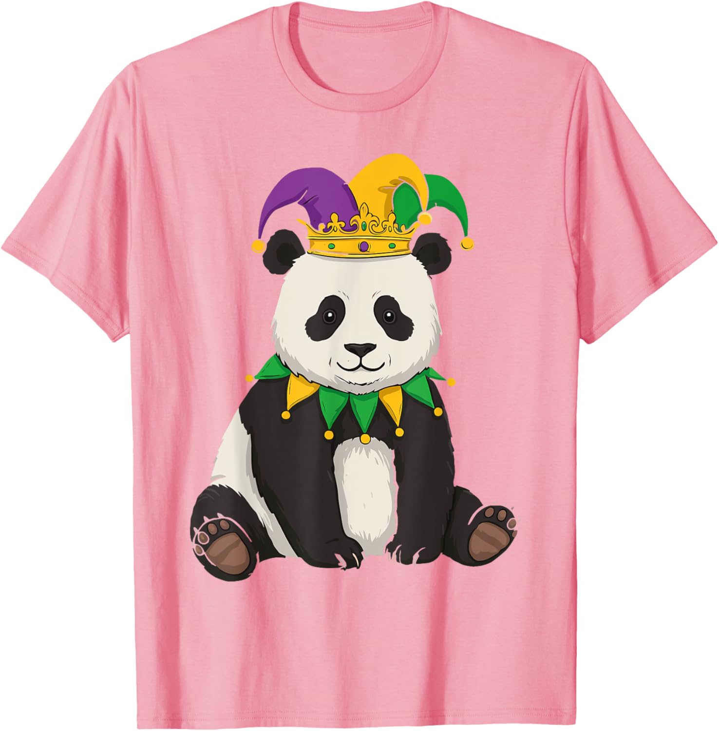 Funny Panda Mardi Gras Jester Hat Tee Cute Gift T-Shirt for All Ages - 16