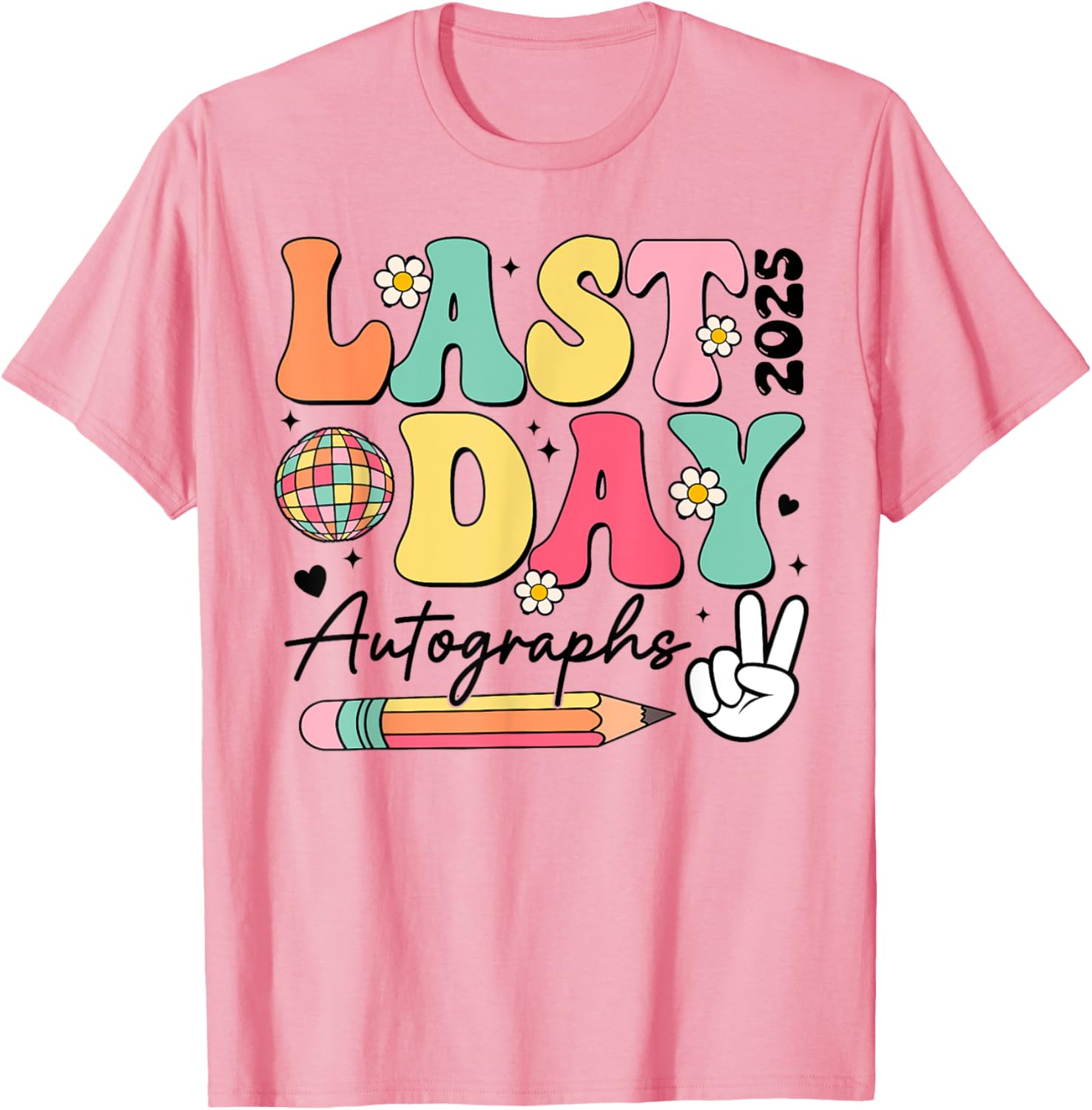 Last Day of School 2024-2025 Retro Cute Autographs T-Shirt for Kids - 12