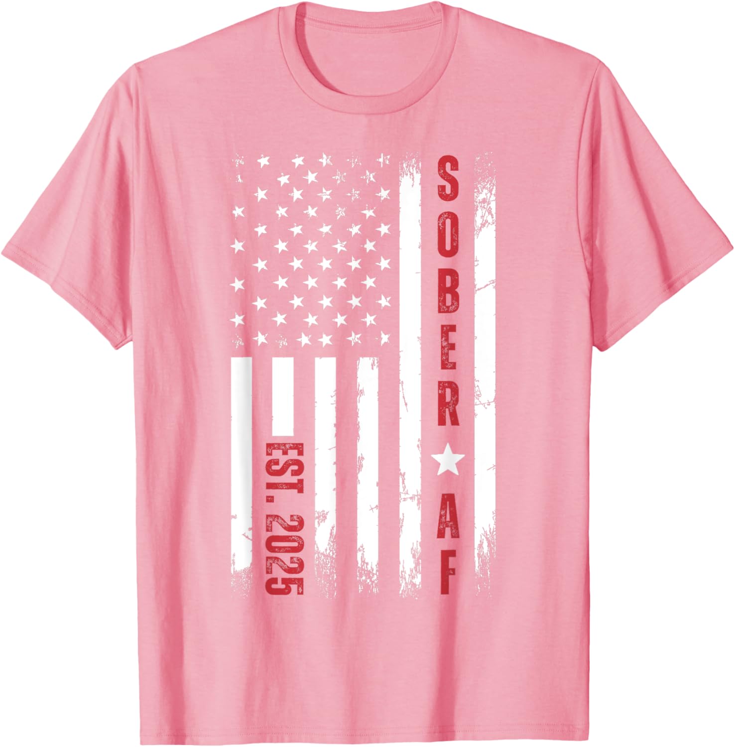 Sober AF US Flag T-Shirt for Supporters of Sobriety and Recovery - 2
