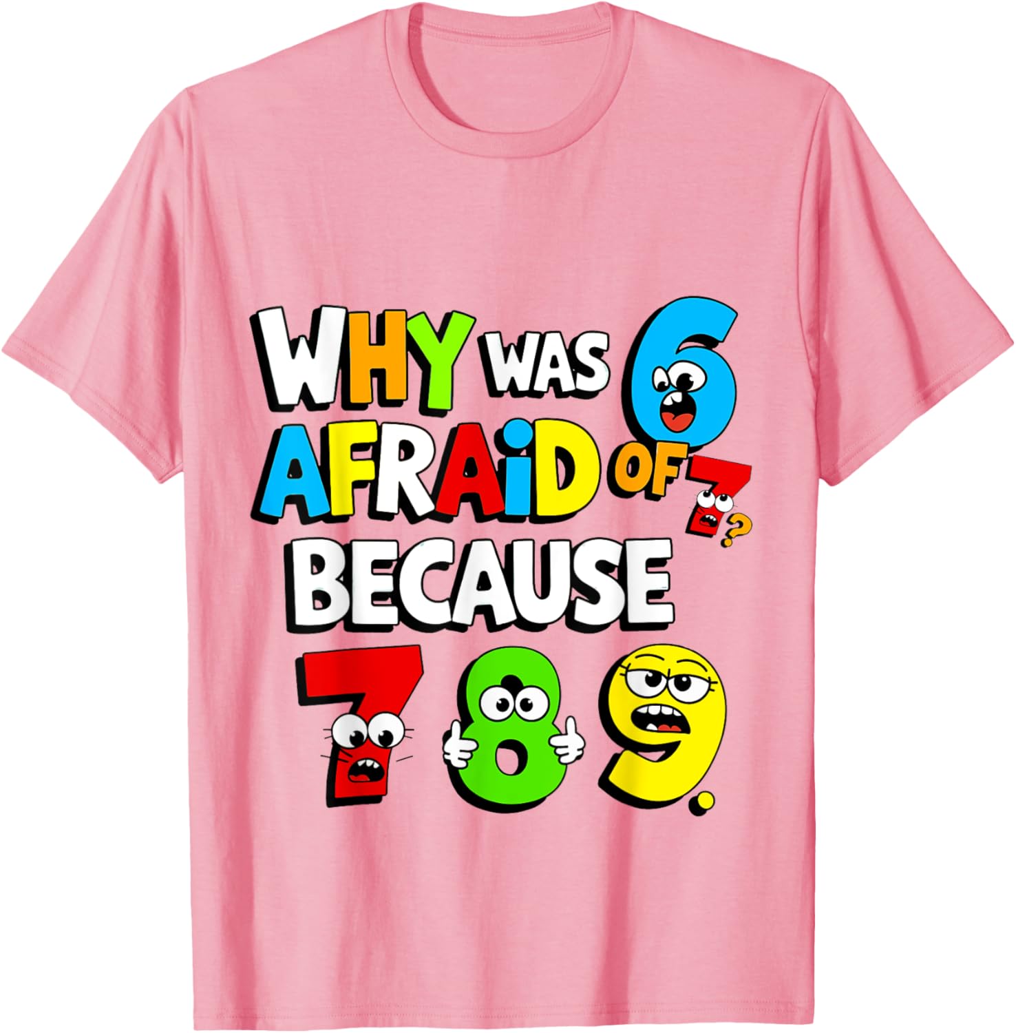 Funny Math Day T-Shirt Kids Why Was 6 Afraid of 7 Costume - 2