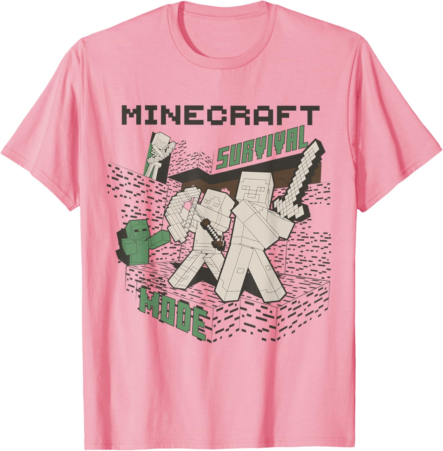 Minecraft Survival Mode Action Pose Scene T-Shirt for Gamers - 7